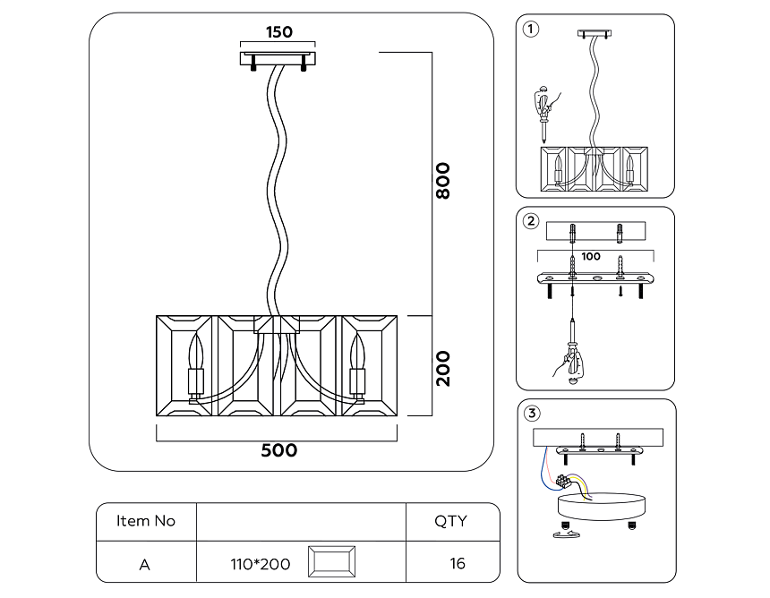 TR5150 CF/TI кофе/янтарь E14/6 max 40W 500*500*1000